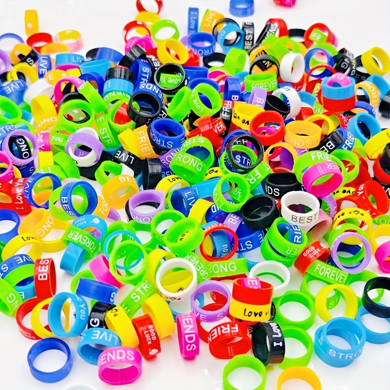 Mixed Styles Silicone Printed Rings Set